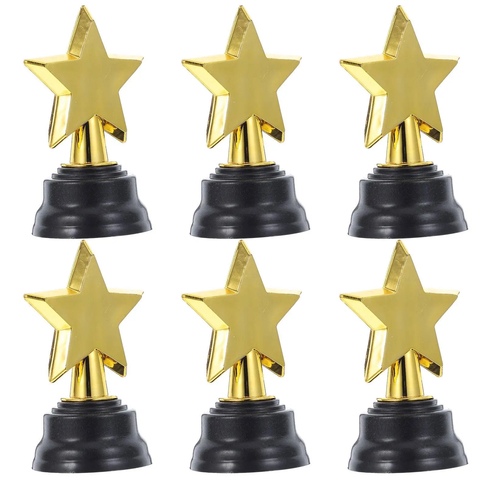 6pcs Mini Gold Star Trophies - Party Favors and Game Prizes for Kindergarten Graduations, Competitions and Rewards