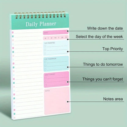 1PC Daily To Do List Notepad - 30 Laminated Sheets for Work, School, Fitness & Academic Goals Notebook - Perfect Back To Scho