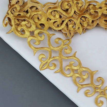 1M Hot Melt Adhesive Metallic Lace Ribbon Crafts DIY Embroidery Lace Trim Iron on Flower 7.6cm Sewing Wedding Dresses Home De