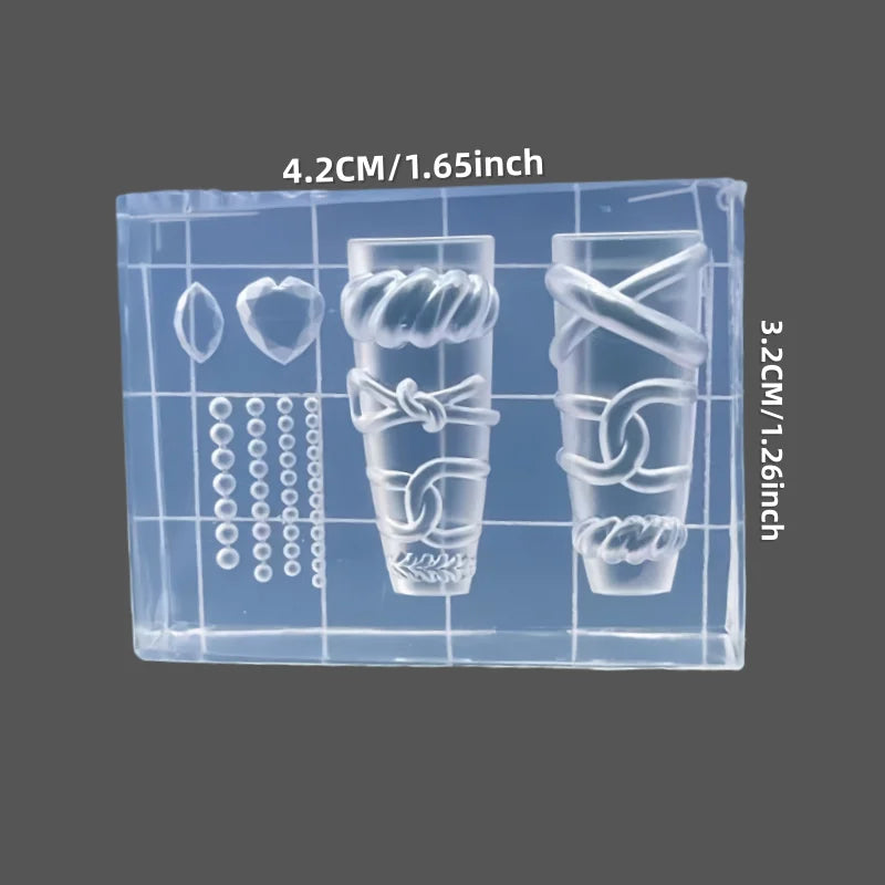 Minimalist Ins Style Nail Art Mold Diamond Beaded 3D Ring Silicone Mold for Transparent Jewelry Decoration