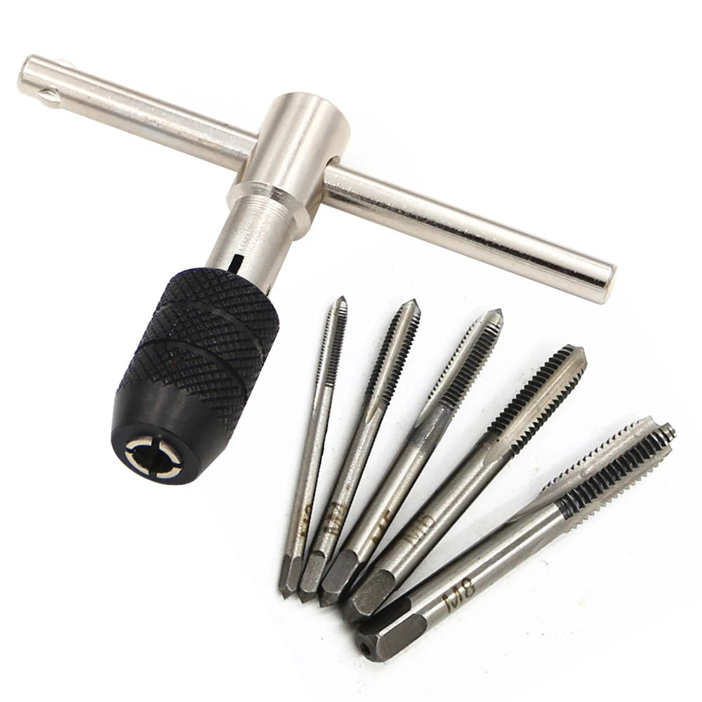 T-type 3mm to 6mm hand tap wrench thread tapping tool set hand wrench thread tapping M6 to M8 tool set - Tap wrench set