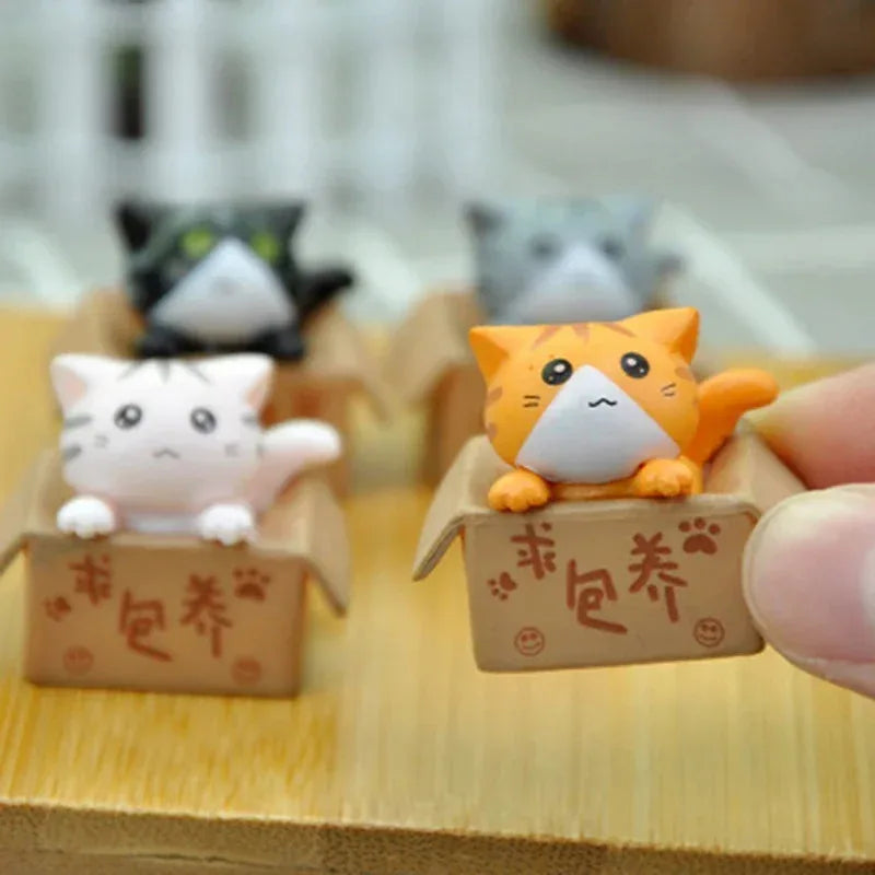 Kawaii Mini Cat Ornament Garden Kitten Statue Gift for Children Baby Room Decoration Toy Figurines
