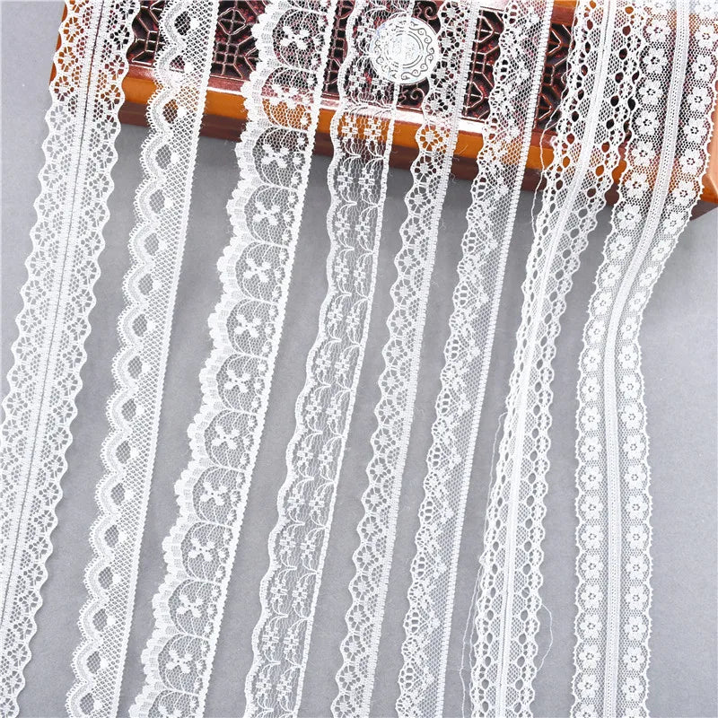 Best Selling 10yards 38kinds Color White Lace Ribbon Woven Band French African Lace Wedding Fabric DIY Clothing/gift Wrapping