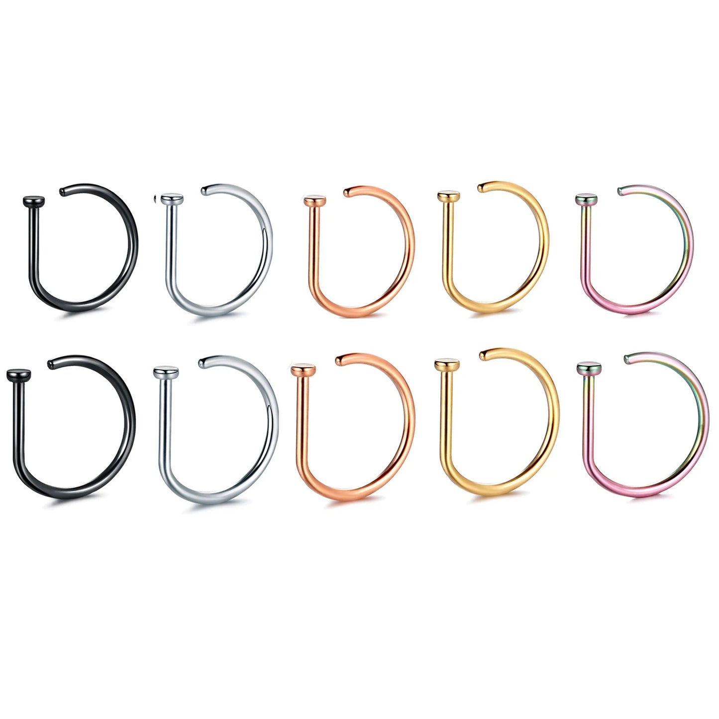 Fake Nose Ring Hoop Lip Labret Ring for Women Non Pierce Hoop Nose Ring Septum Hoop Ring Tragus Rook Ring Non Piercing Jewelr