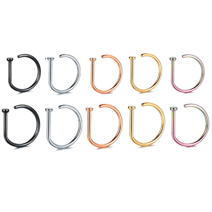 Fake Nose Ring Hoop Lip Labret Ring for Women Non Pierce Hoop Nose Ring Septum Hoop Ring Tragus Rook Ring Non Piercing Jewelr