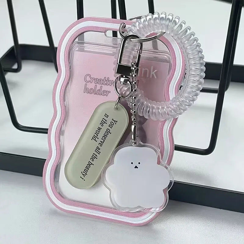 Creative Design Kpop Photocard Holder Transparent Card Holder Keychain Photo Sleeves Bus Card Student Card Case Photo Protect