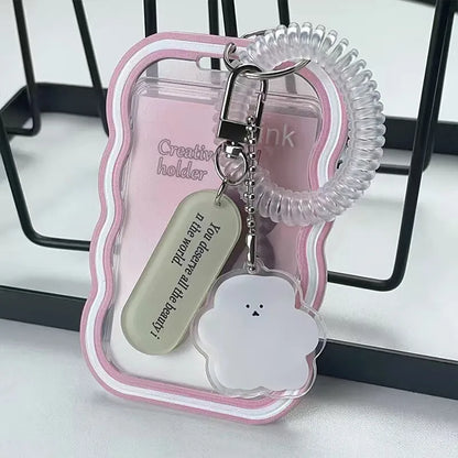 Creative Design Kpop Photocard Holder Transparent Card Holder Keychain Photo Sleeves Bus Card Student Card Case Photo Protect