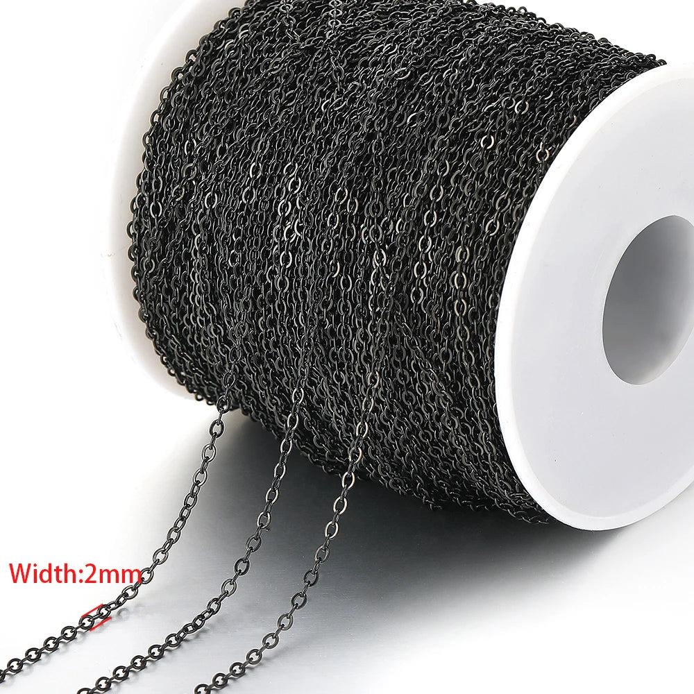 2 Meters No Fade Stainless Steel 1/1.5/2mm Width Cross Chains Link Chains for Necklaces Bracelets Findings DIY Jewelry Materi