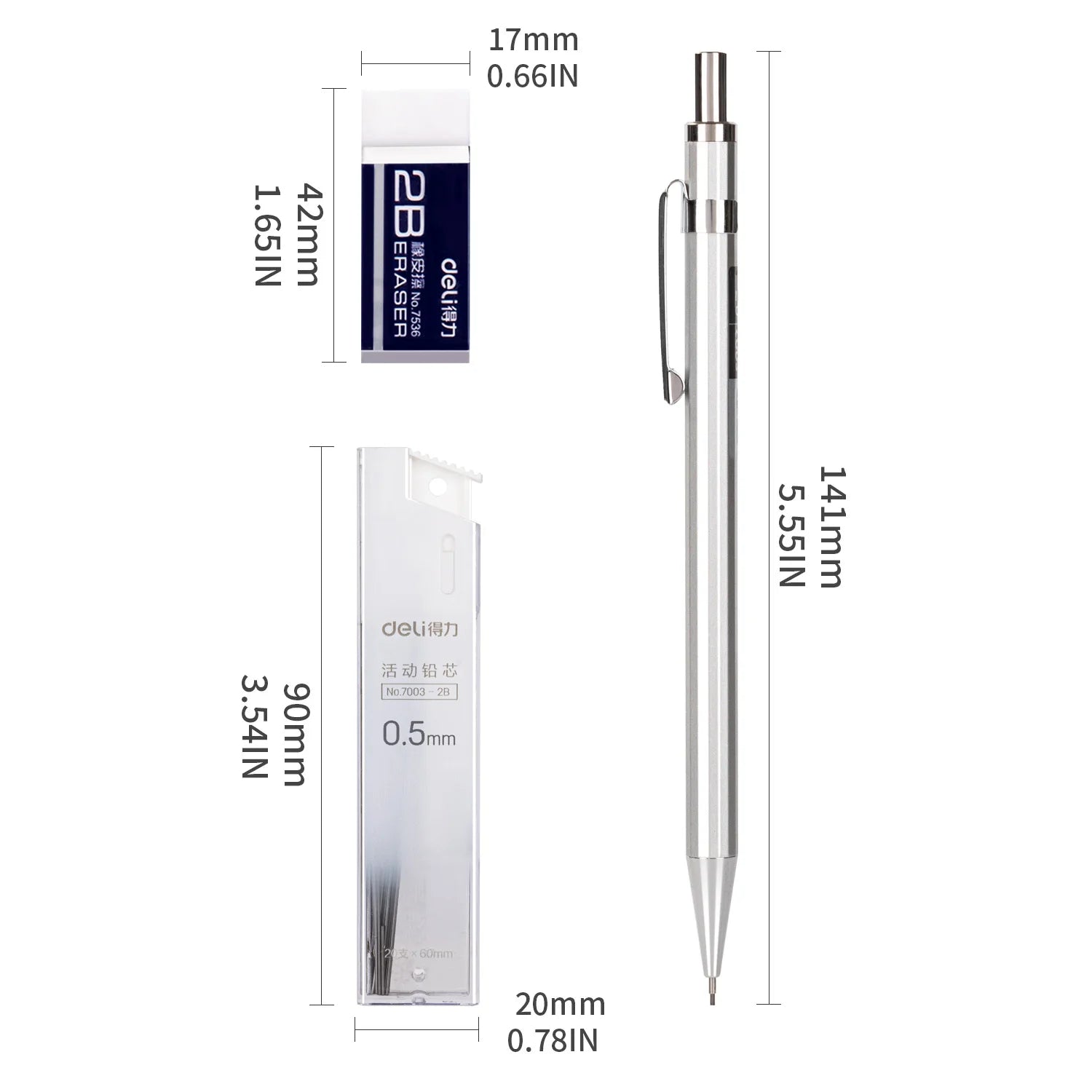 Deli Mechanical Pencil Set 2B 0.5mm, Precision Writing Tool with Refillable Leads for School, Office, and Creative Work