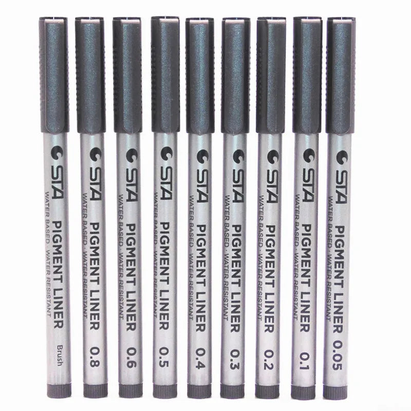 Waterproof Art Markers Brush Pen Sketch Drawing comics Pigment Line Pens Office School Stationery Supplies