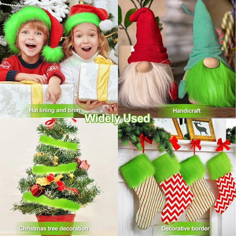 Faux Fur Fabric Christmas Fluffy Fuzzy Plush Patch Sewing Fur Cuts for DIY Gnome Doll Beard Craft Shaggy Winter Costume Mater