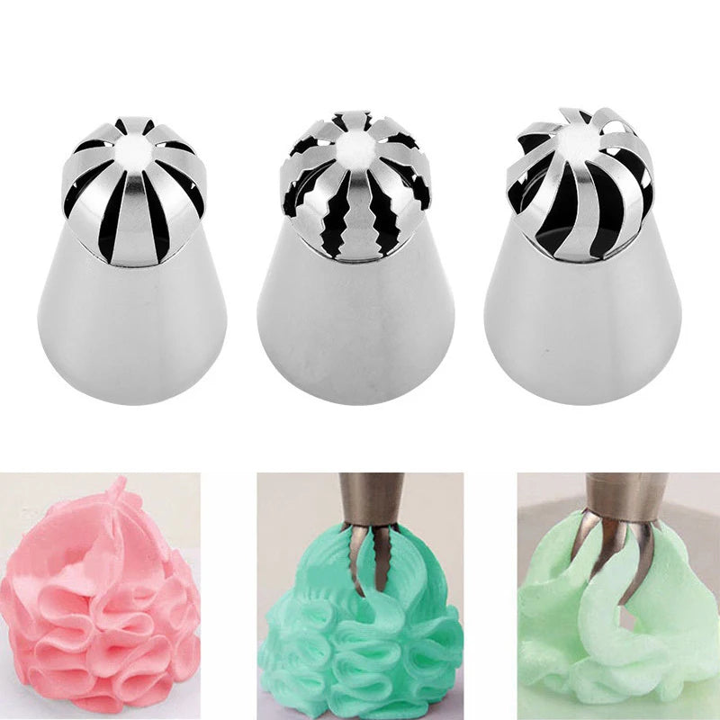 2/3/5/7/12 Pcs/Set Icing Piping Nozzles Set Russian Round Tips Fondant Cake Cream Decorating Pastry Tools - SKY BLUE
