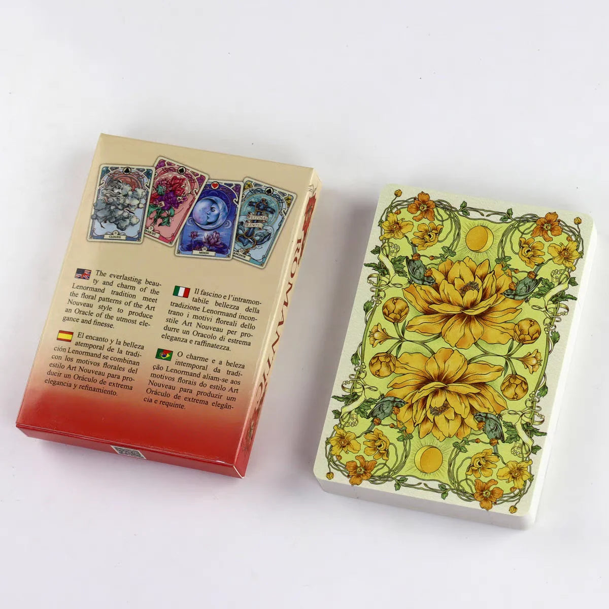 Romantic Lenormand Oracle Cards 10.2*7.2cm English Vision Art Nouveau Floral Motifs 37 Pcs Deck 4*2.8inch For Party, Board Ga
