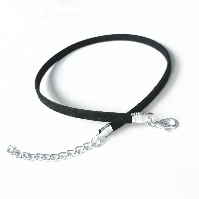 90's Inspired Gothic Lolita Punk Choker Necklace Black Velvet Suede Steampunk Torques Jewelry Statement Colar Christmas Gift 