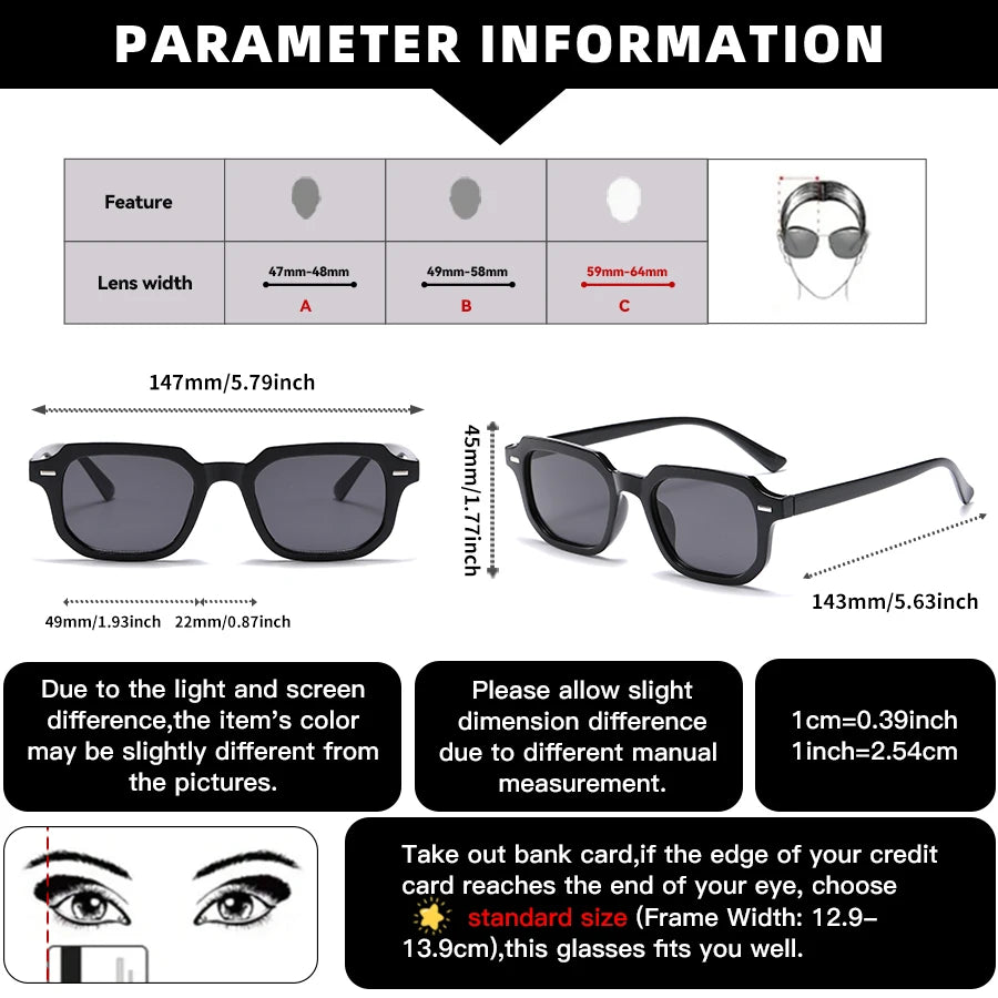 1Pc Men's Fashion Glasses New Trendy Square Frame Retro Rivet Y2K Music Festival Cool Street Style Decoration Suitable for Da