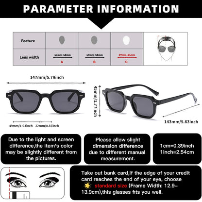 1Pc Men's Fashion Glasses New Trendy Square Frame Retro Rivet Y2K Music Festival Cool Street Style Decoration Suitable for Da