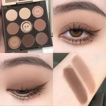 9 Color Eyeshadow Daily Makeup Brown Eye Shadow Palette Shimmer Matte Lasting Pearl Fine Shimmer Earth Color Eye Shadow Korea