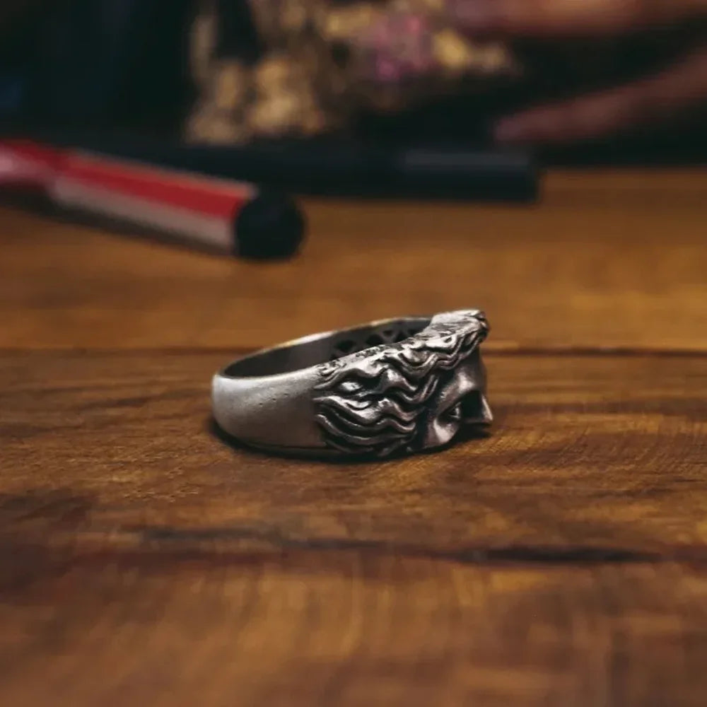 Vintage Half Face Sculpture Fashion Ring Unique Design For Women Men Suitable for Memorial Gifts Festival Gifts & Everyday
