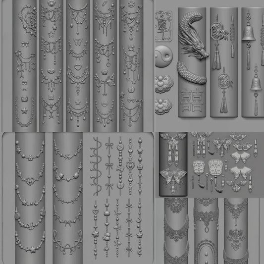 DIY Manicure Nail Templates: 3D Butterfly Flower Silicone Mold, Sweet Bow Bead Chain Designing Tools