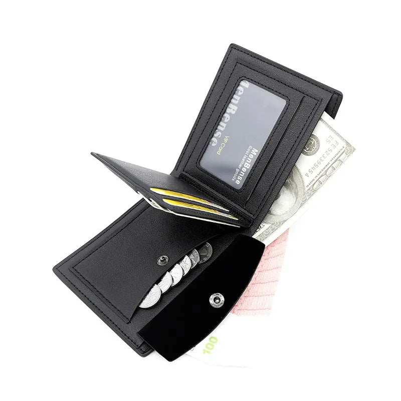 Men's Wallet Large Capacity Multi-Function Short Wallet Multi-slot Zipper Coin ID Credit Card Holder Men's Wallet Purse