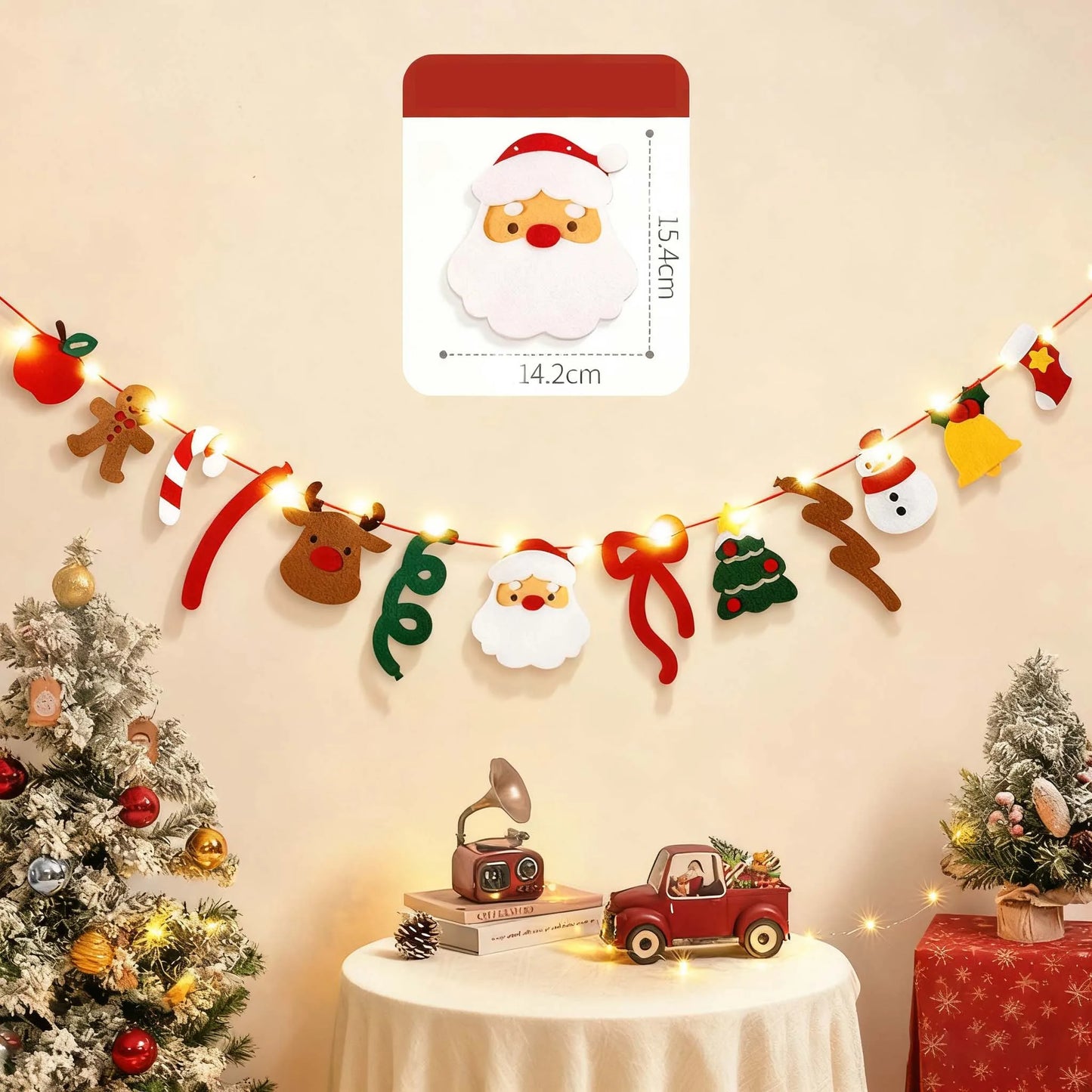 Merry Christmas Handmade DIY Pull Flag Christmas Party Wall Luminous Banner Home Christmas Decorations Room Background Decor 