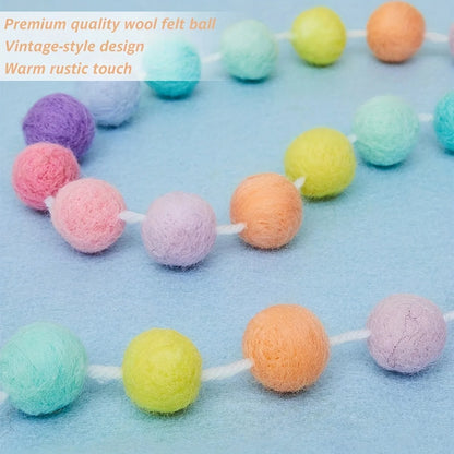 2m Colorful Pompom Pendant Garland Nordic Series Felt Ball String Hanging DIY Handmade Nursery Children Room Home Decor
