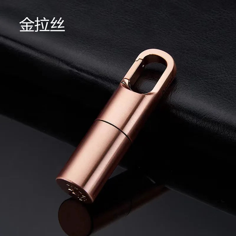 Outdoor Creative Mini Lighter Retro Keychain Pendant Cigar Cigarettes Smoking Accessories Lighters Funny Gadgets - AM7107-Gol