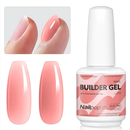 Nailpop 7IN1 Multi-Functional Builder Gel 4Colors Extension Strength Apex Building Base for Beginner Friendly Manicure 15ml