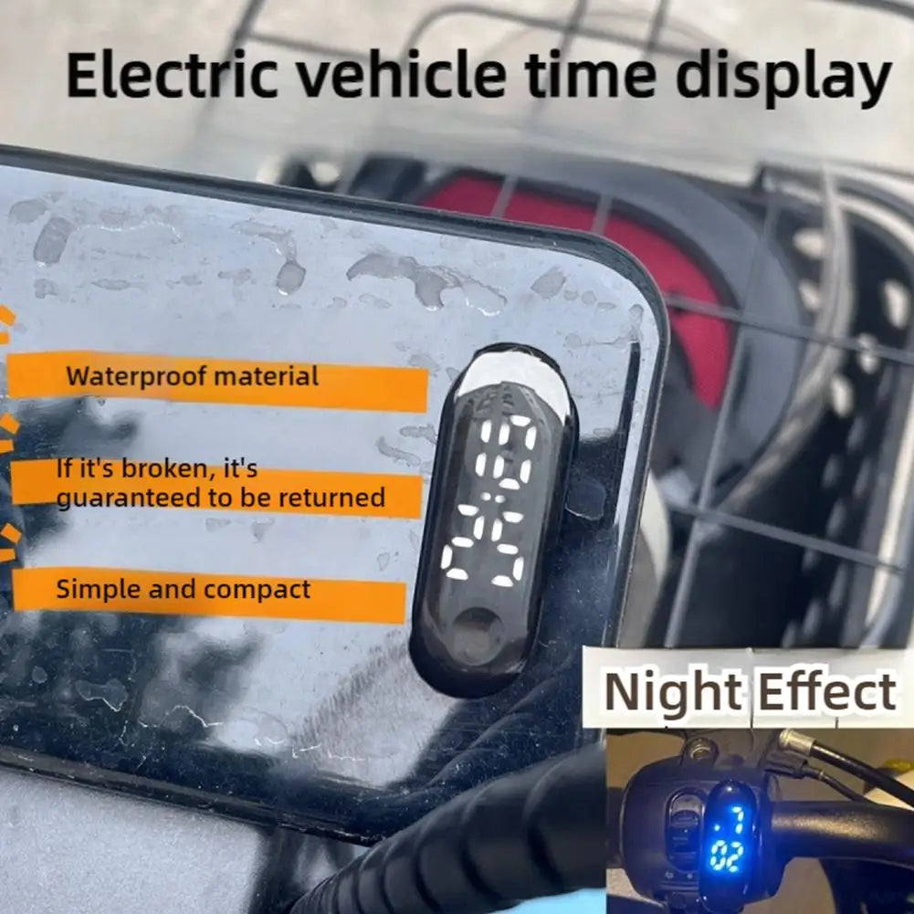 Digital Time Display For Motorcycle Electric Scooter Portable Electronic Watch Waterproof Luminous Digital Display LED Clock