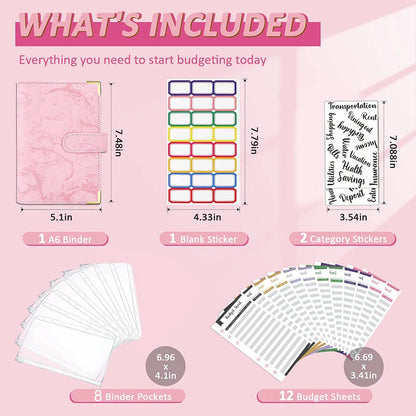 New Budget Plan Notebook A6 Cash Envelope Saving Money 6 Holes Binder for Financial Management A6 Loose-leaf Notebook Binder