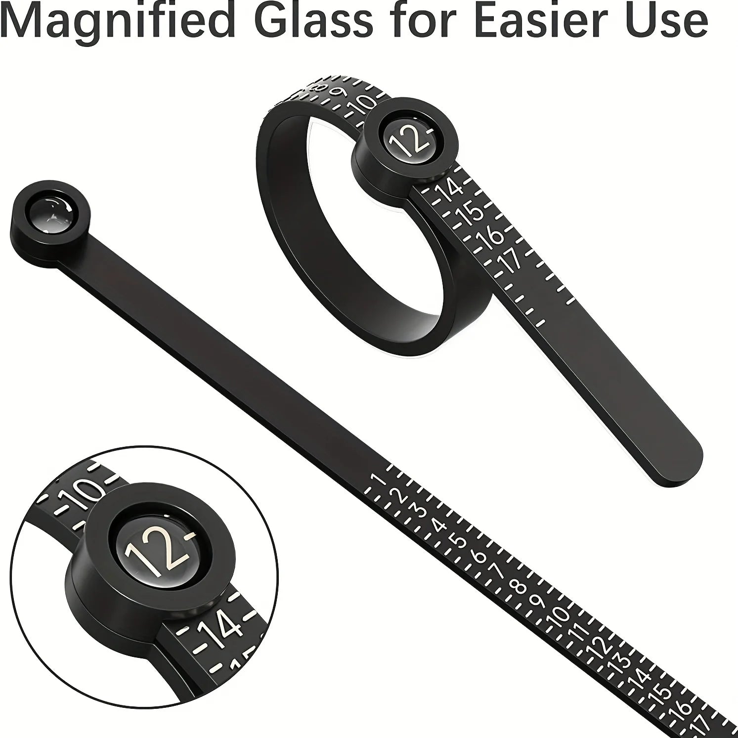 Ring Sizer with Magnifier - US/UK/EU/HK Jewelry Measuring Ruler for Finger Size Ring Size Measuring Tool