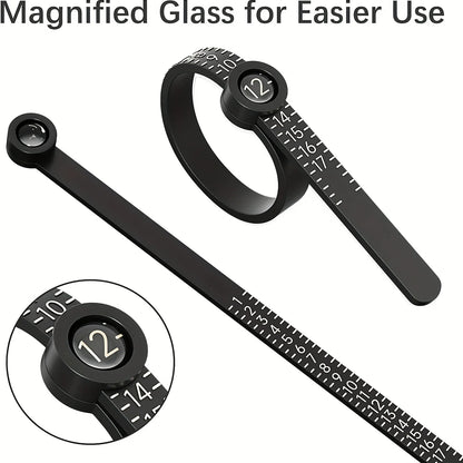 Ring Sizer with Magnifier - US/UK/EU/HK Jewelry Measuring Ruler for Finger Size Ring Size Measuring Tool