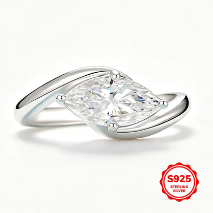 Newest Marquise Cut Moissanite Engagement Ring 925 Silver Bypass Solitaire Diamond Wedding Ring for Women