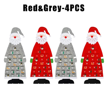 Santa Claus Felt Advent Calendar Countdown to Christmas Wall Hanging for Home Holiday Decor Festive Seasonal Ornament - Grey 