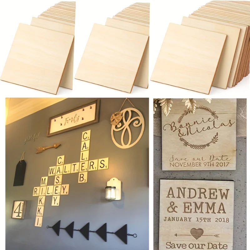 10Pcs Wood Square 4x4in Blank Wood Sheet for Crafts, Thin Unfinished Wood Squares for Wood Burning Painting Staining Wood Eng