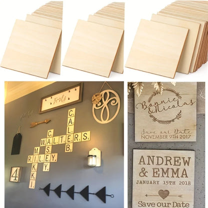 10Pcs Wood Square 4x4in Blank Wood Sheet for Crafts, Thin Unfinished Wood Squares for Wood Burning Painting Staining Wood Eng