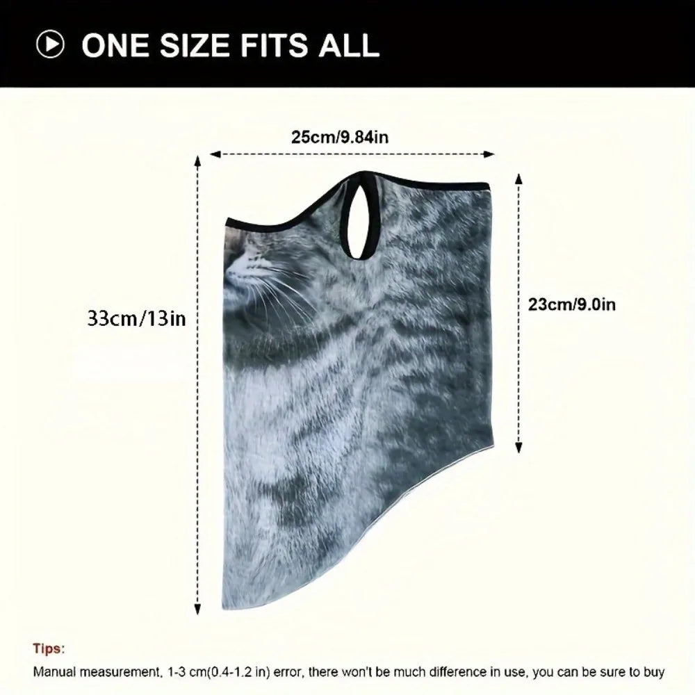 3D Animal Cat Design Summer Full Face Neck Protector Sun Shield Breathable Quick Dry Polyester Helmet Liner for Outdoor Cycli