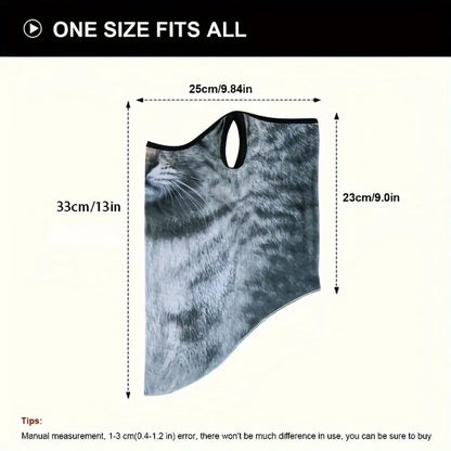 3D Animal Cat Design Summer Full Face Neck Protector Sun Shield Breathable Quick Dry Polyester Helmet Liner for Outdoor Cycli