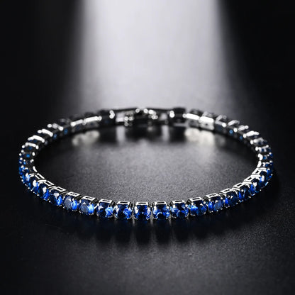 4mm Micro-inlaid Zircon Tennis Bracelet for Women 2025 New Men Bracelet Homme Jewelry Accessories - DeepBlue / 17cm
