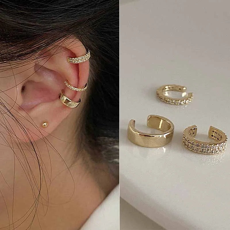 Silver Color Leaves Clip Earrings for Women Men Creative Simple C Ear Cuff Non-Piercing Ear Ear Clip Set Trend Jewelry Gift -