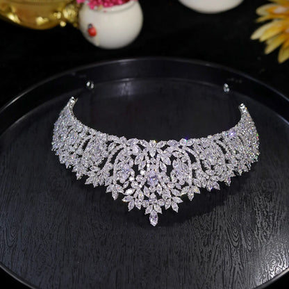 ASNOR Silver Color Bridal Tiaras New Crown Cubic Zirconia Crystal Headpieces Pageant Diadema Wedding Hair Accessories A01539