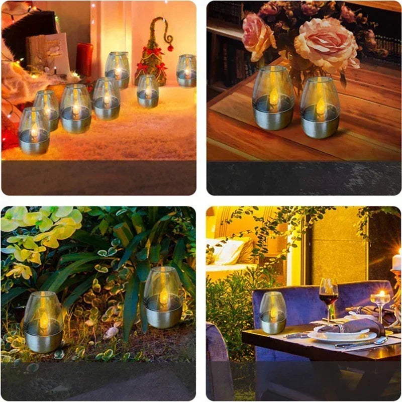 LED Solar Candles Light Flameless Rechargeable Night Light For Wedding Party Garden Decor Outdoor Waterproof Solar Candles La