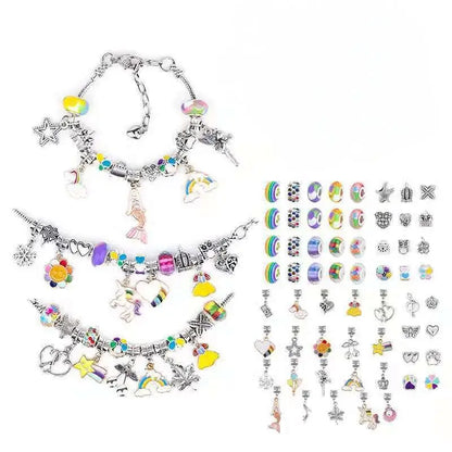 Charm Bracelet Making Kit DIY Jewelry Making Supplies Beads Unicorn Mermaid Crafts Handmade Gifts Set for Girls Teens Age - m