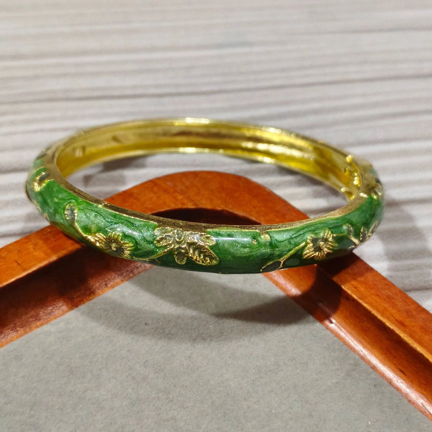 Enamel Chinese Cloisonne Bracelet Double Bangle Traditional Peony Filigree Flower Bangle Ethnic Vintage Women's Hand Bracelet