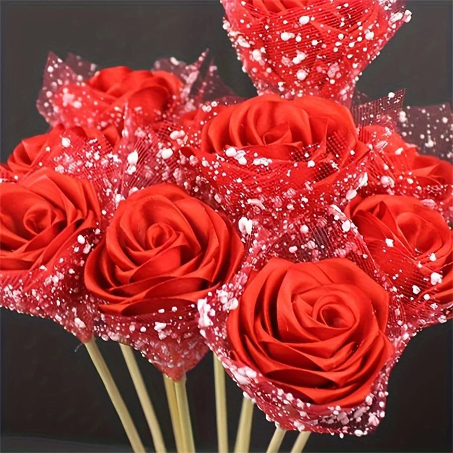 Handcrafted Silk Ribbon Rose Wrapping Paper - Versatile for Bouquets, Home & Office Decor | Available in Multiple Colors