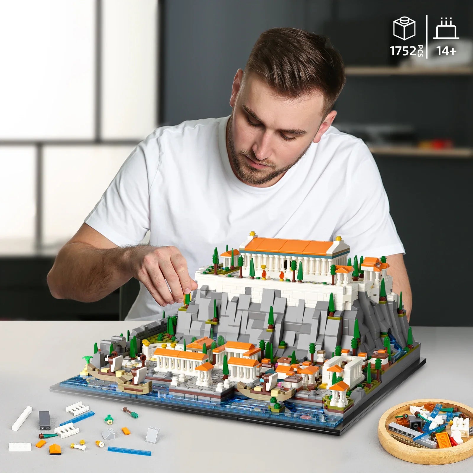 ‌Acropolis of Athens City Architecture Building Blocks Ancient Greeked Landmarks Model for Kids Educational Historical Puzzle