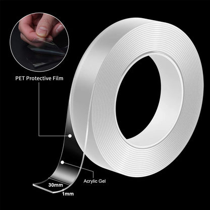 1-10M Nano Double Sided Tape Heavy Duty Transparent Adhesive Strips Strong Sticky Multipurpose Reusable Waterproof Mounting T