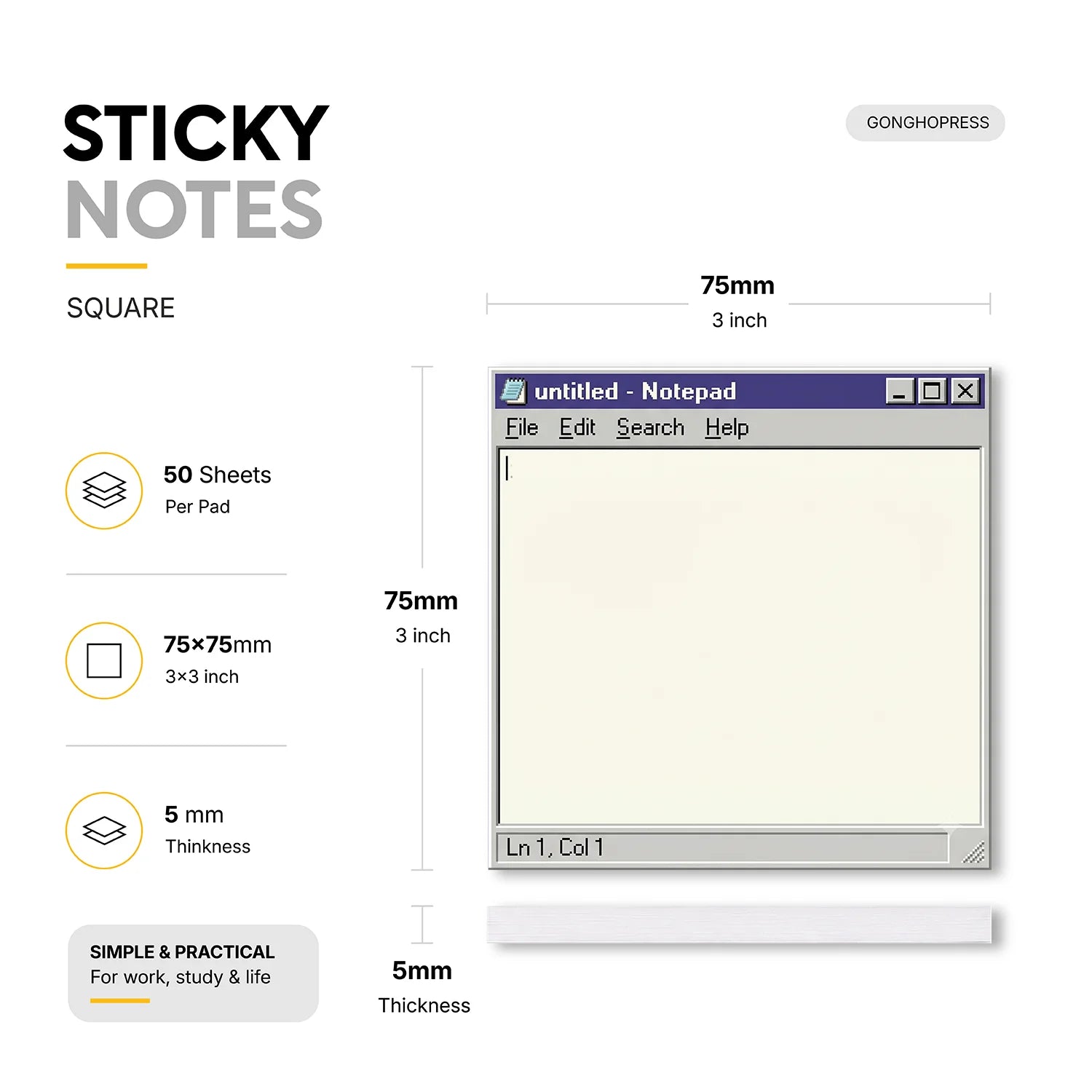 2 PCS 100 Sheets Total, Retro Computer Sticky Notes, Vintage Notepad Memo Pad, Old Windows Style Self-Adhesive Reminder Notes