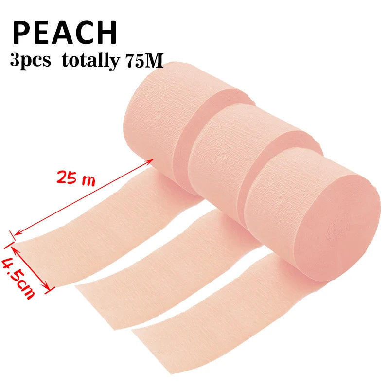 3pcs/set Rainbow Crepe Paper Streamers for Wedding Birthday Party Backdrop Decoration Colorful Paper Crepe Garland Ribbon Dec