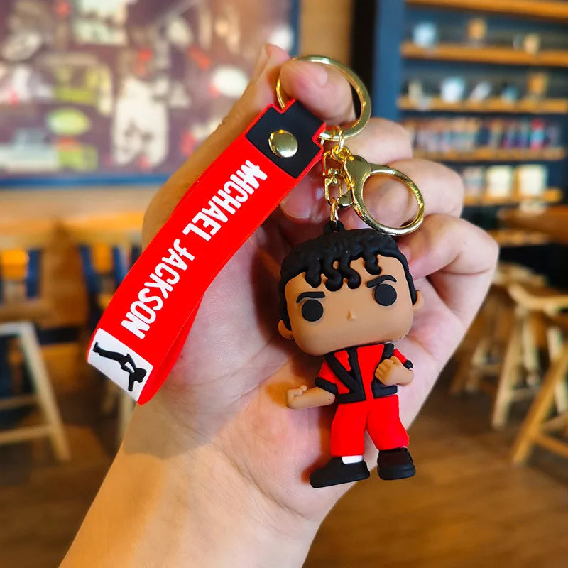 Michael Jackson Keychain Music Idol Doll Machine Key Chain - C